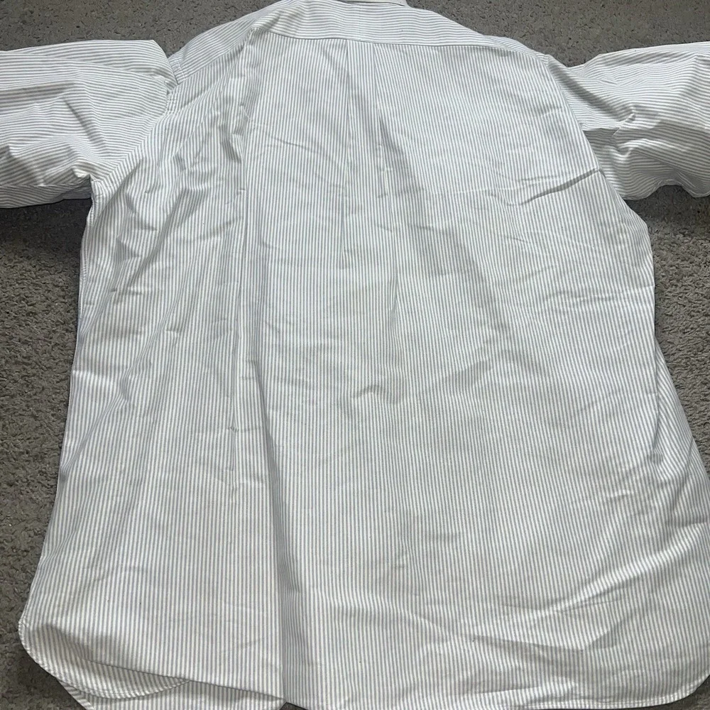 Ralph Lauren Shirt Mens 2XLT White Striped Classic Polo Long Sleeve Flesh Pony‎